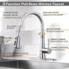 wowow brushed nickel kitchen sink faucet with pull down sprayer