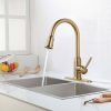 wowow high arc brushed gold pull down kitchen faucet