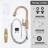 wowow high arc brushed gold pull down kitchen faucet