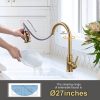 wowow high arc brushed gold pull down kitchen faucet
