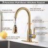 wowow high arc brushed gold pull down kitchen faucet