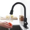 wowow high arc matte black kitchen faucet with pull down sprayer