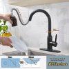 wowow high arc matte black kitchen faucet with pull down sprayer