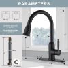 wowow high arc matte black kitchen faucet with pull down sprayer