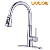 wowow single handle chrome pull down kitchen sink faucet