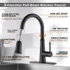 wowow single handle matte black pull down kitchen sink faucet