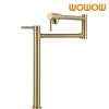 wowow brushed gold deck mount pot filler faucet over stove