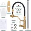 wowow brushed gold high arc single handle kitchen faucet with sprayer