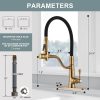 wowow brushed gold high arc single handle kitchen faucet with sprayer