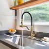 wowow brushed gold high arc single handle kitchen faucet with sprayer