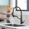 wowow matte black high arc single handle kitchen faucet with sprayer