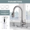 wowow single handle brushed nickel pull down kitchen faucet with soap dispenser
