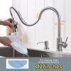 wowow single handle brushed nickel pull down kitchen faucet with soap dispenser