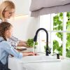 wowow matte black pull down kitchen sink faucet with soap dispenser