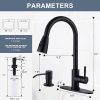 wowow matte black pull down kitchen sink faucet with soap dispenser