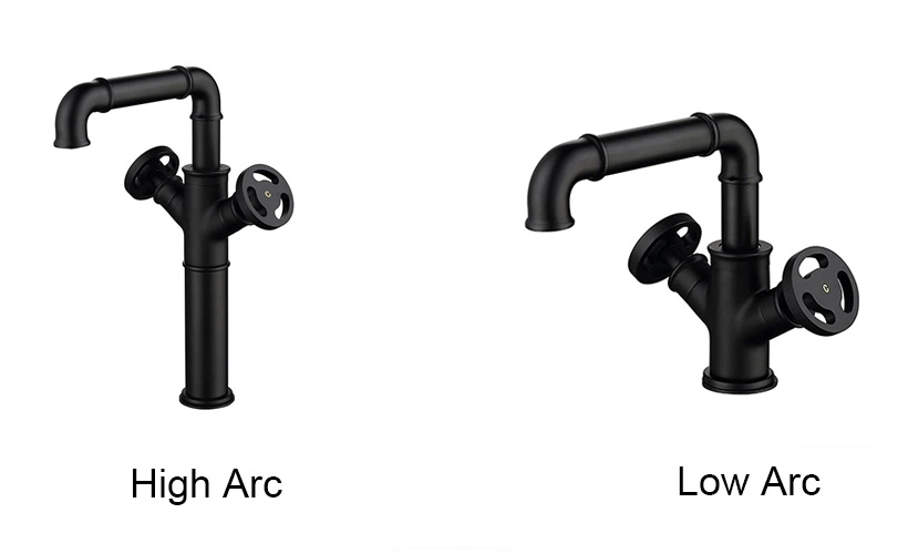 high arc vs low arc bathroom faucet
