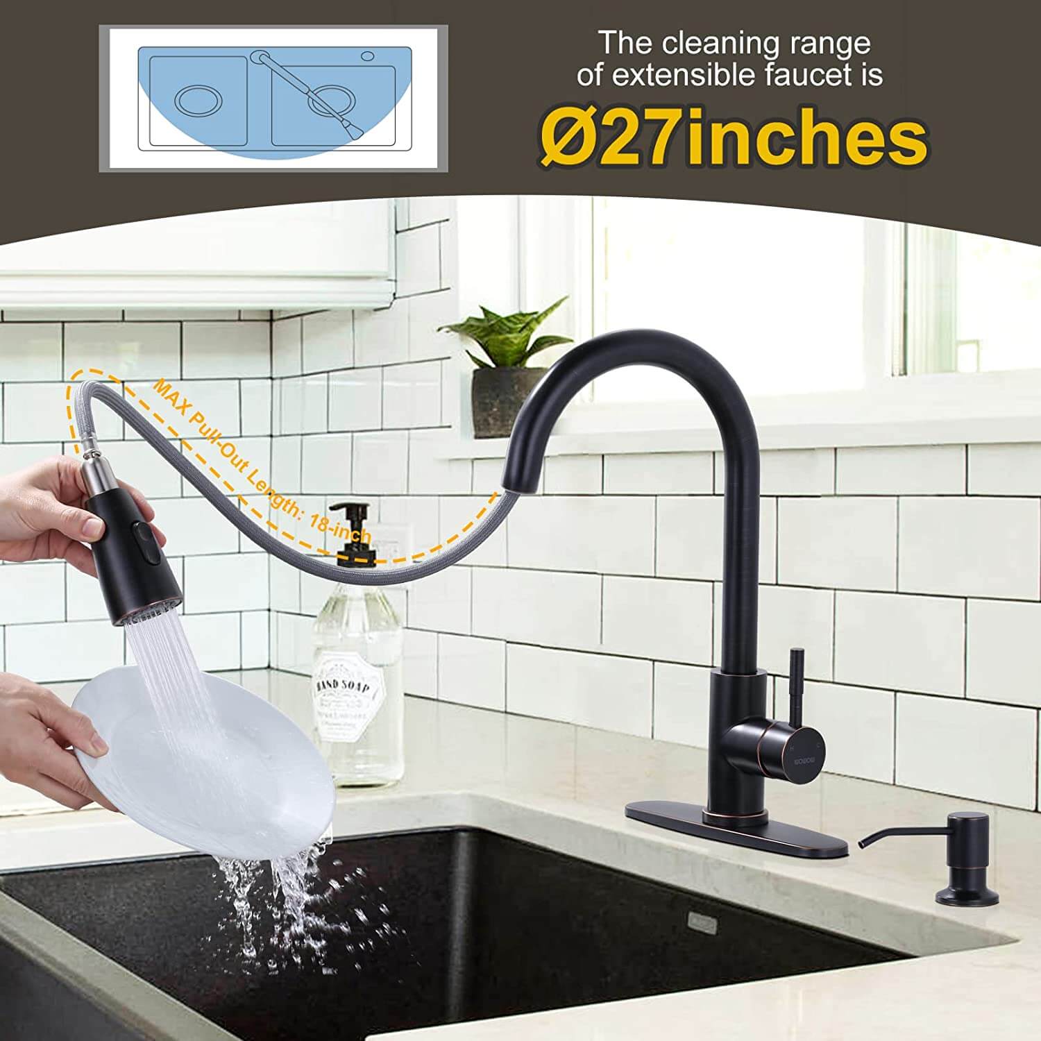 kitchen sink faucet with soap dispenser