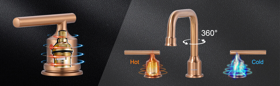 wowow 8 inch rose gold widespread bathroom faucet 