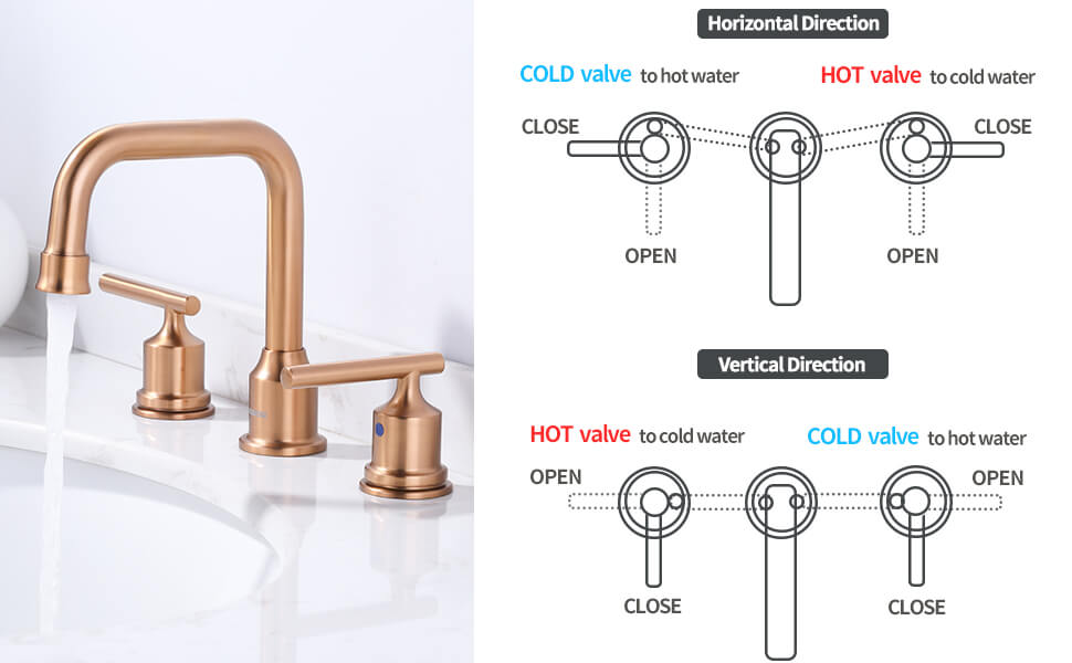 wowow 8 inch rose gold widespread bathroom faucet 