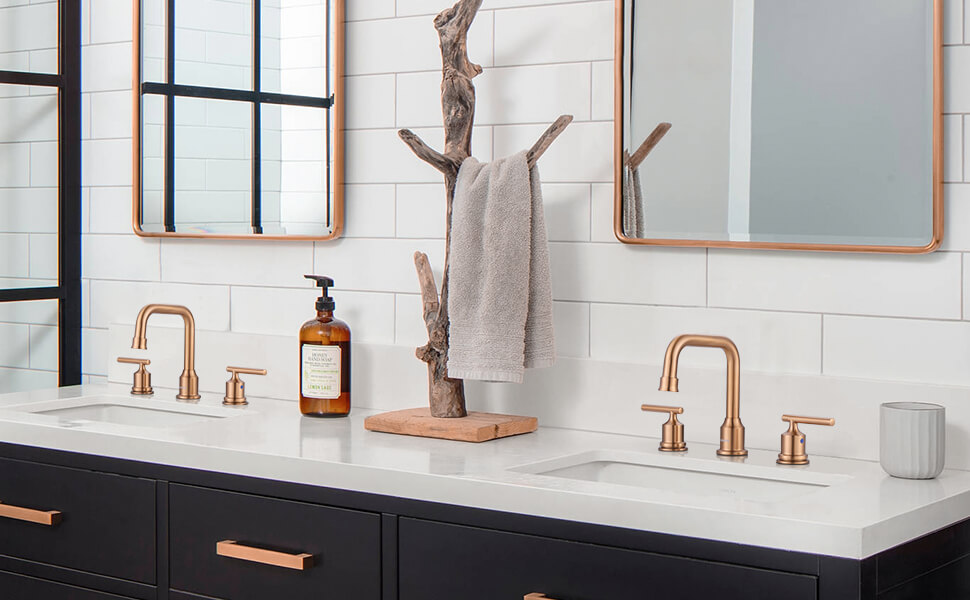 wowow 8 inch rose gold widespread bathroom faucet 