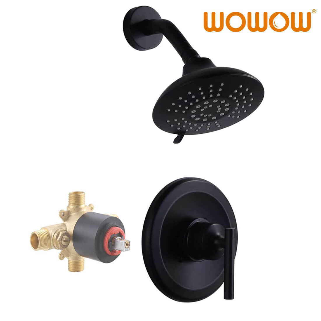 wowow wall mount black shower system