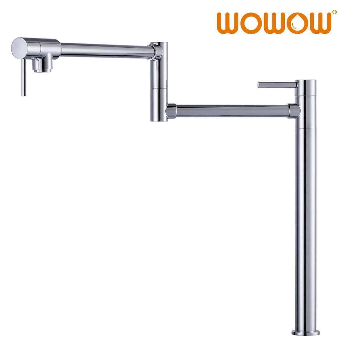 wowow chrome deck mount pot filler folding faucet over stove