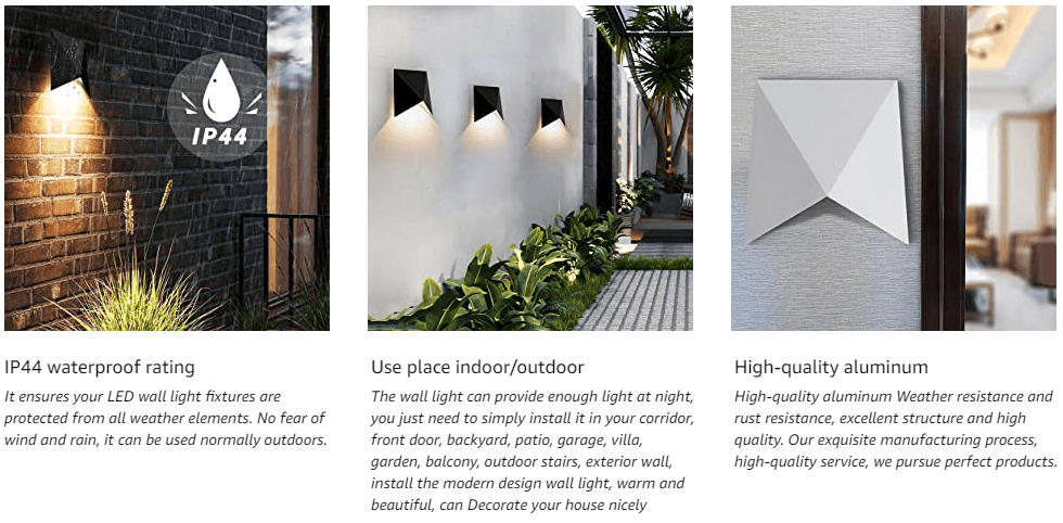 wowow white modern dovetail indoor outdoor ip65 waterproof wall lights