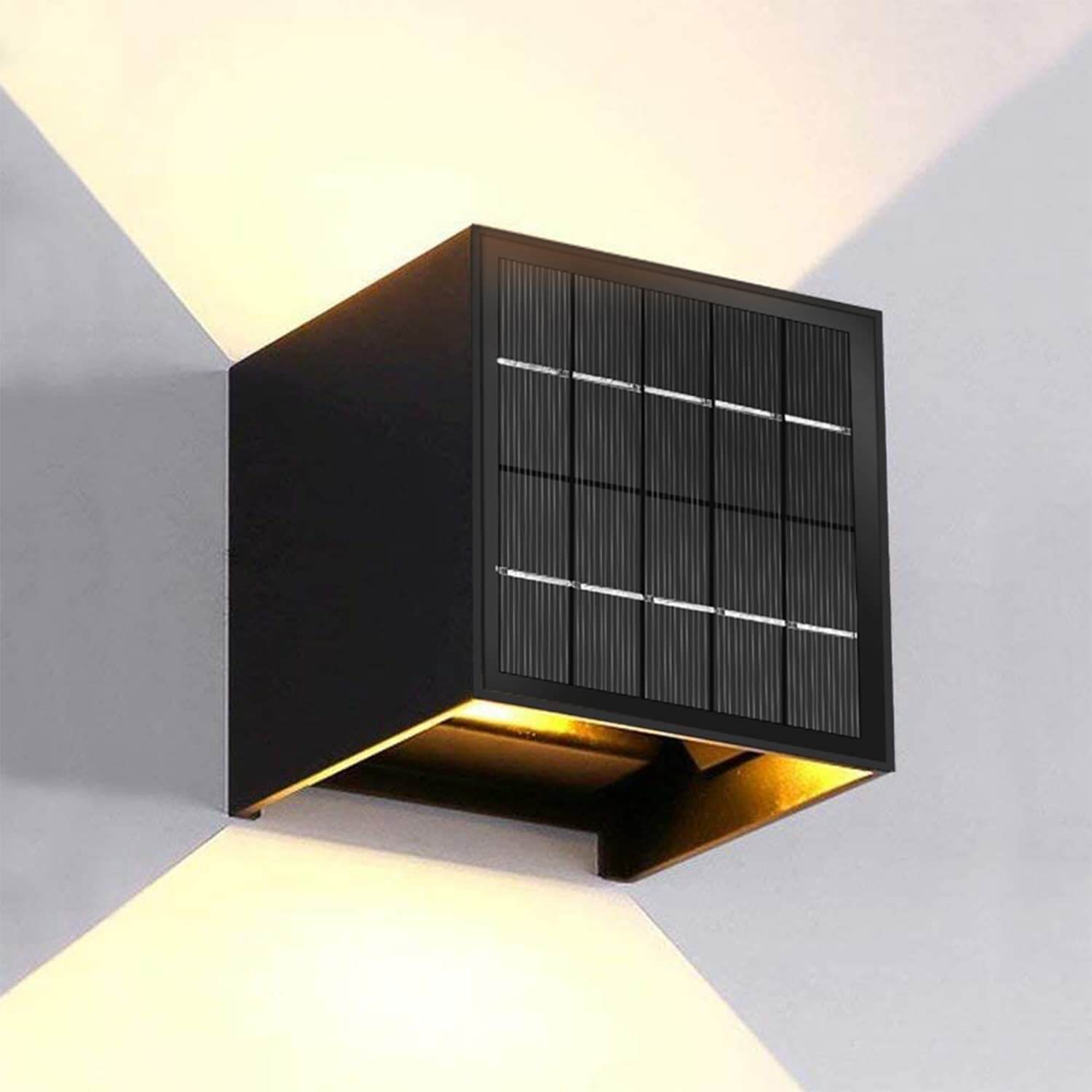 solar square cube outdoor wall lights