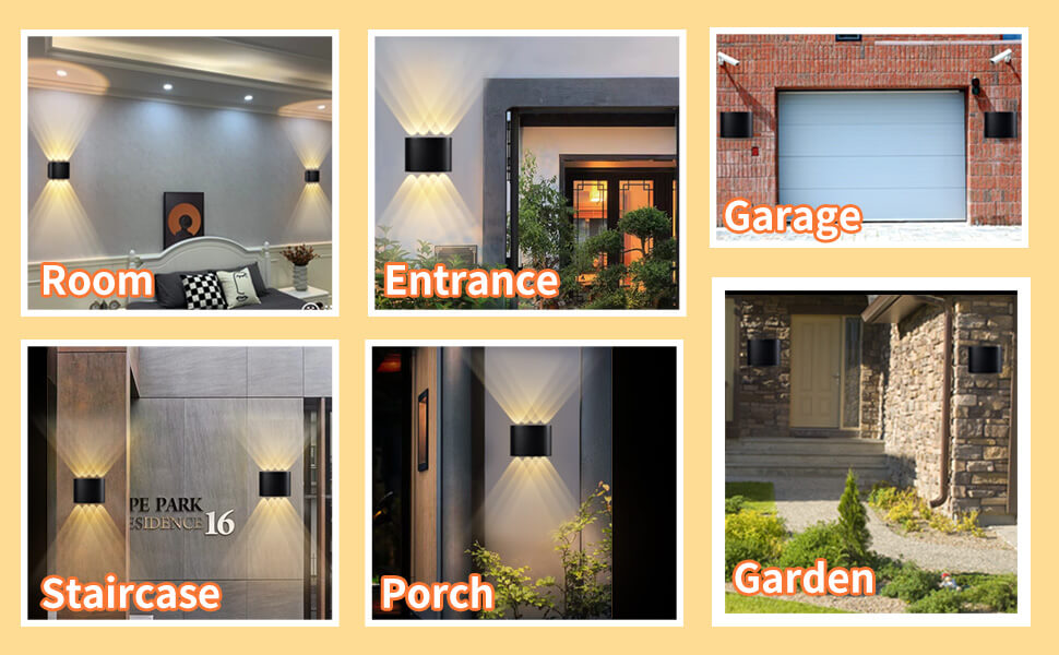 Modern Black Outdoor Up Down Porch Wall Light, 3000K, 6-8W - Lighting Fixtures - 2
