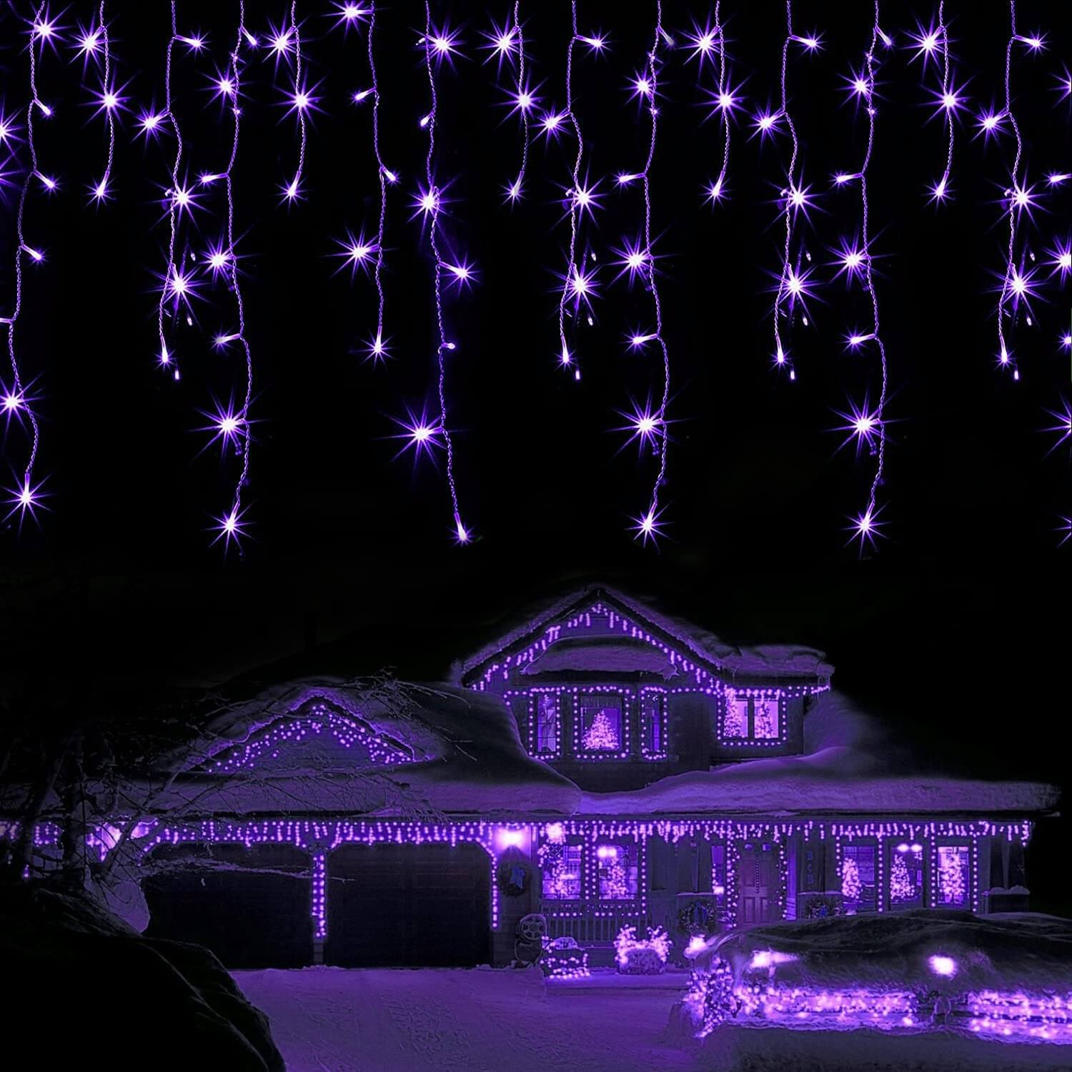 wowow purple led icicle lights 1
