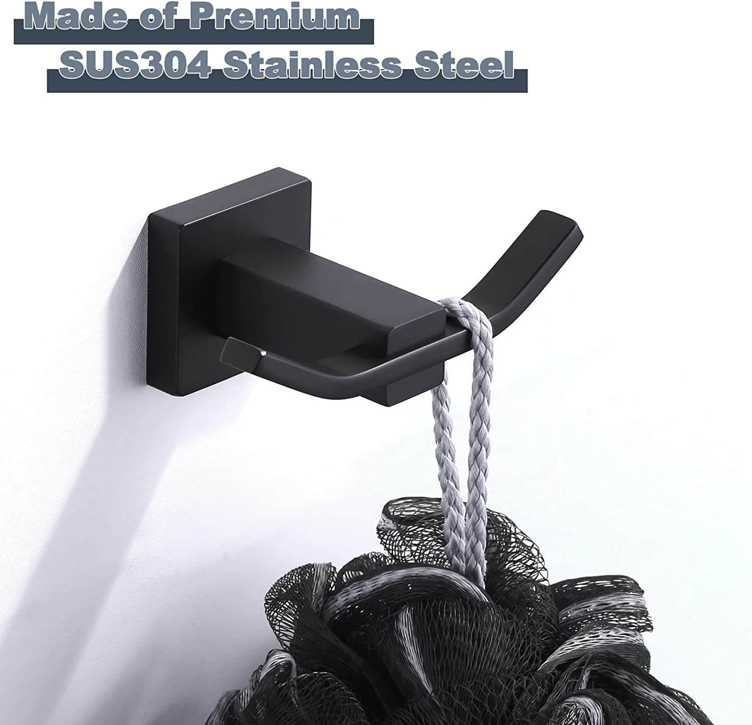 wowow matte black sus 304 stainless steel double towel hooks 1