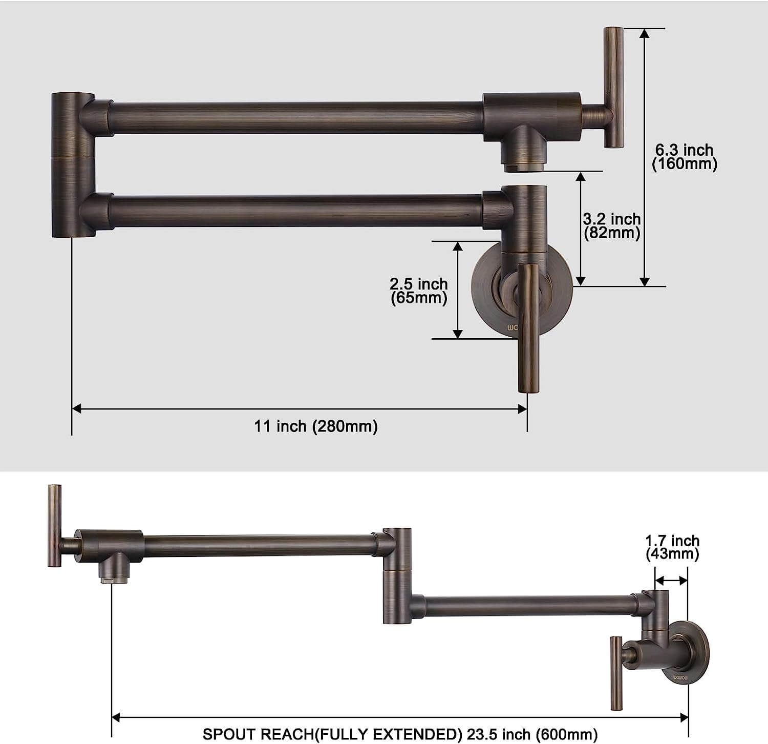 wowow antique bronze pot filler wall mount folding copper faucet 1