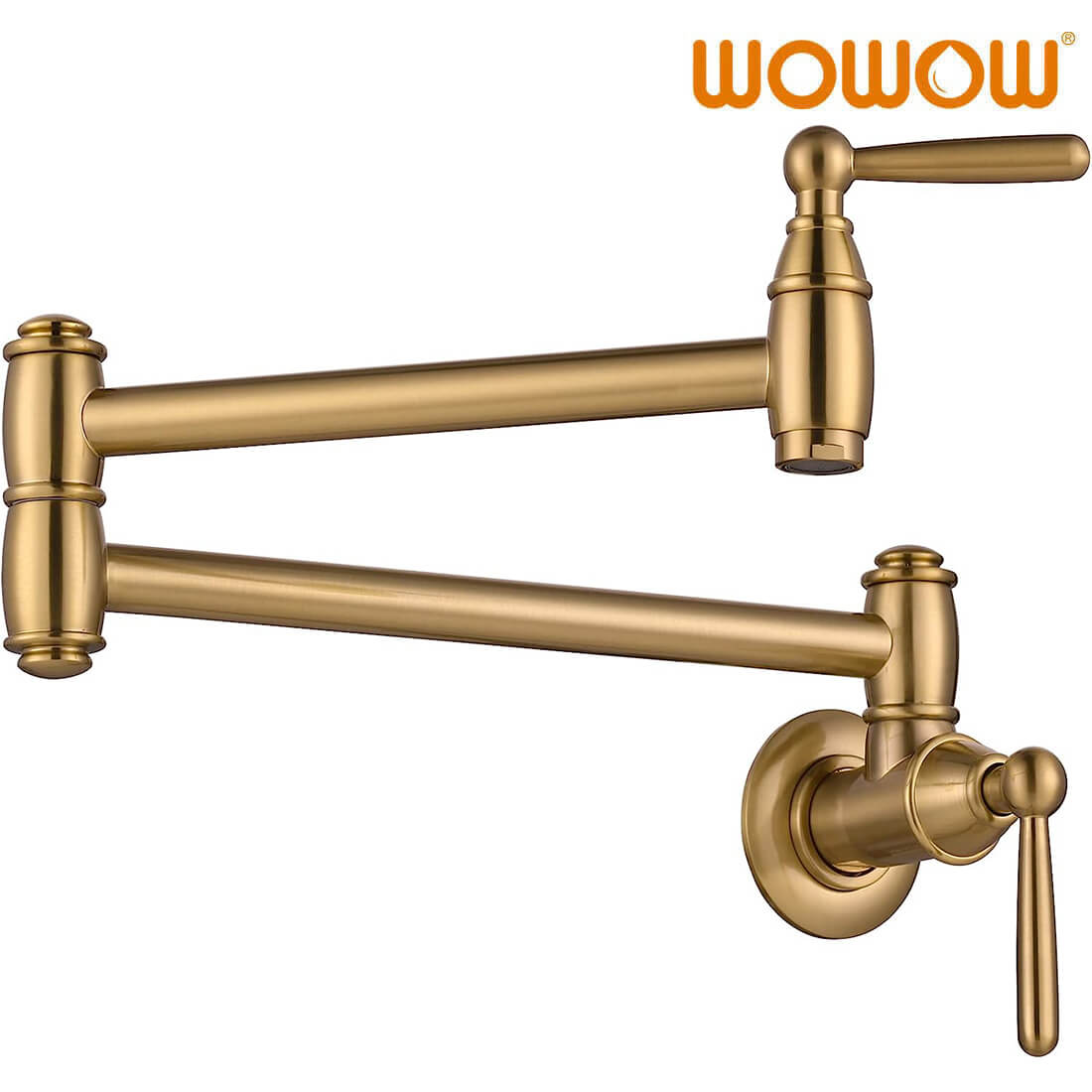 wowow brushed gold pot filler faucet wall mount kitchen folding faucet 2 handles 9