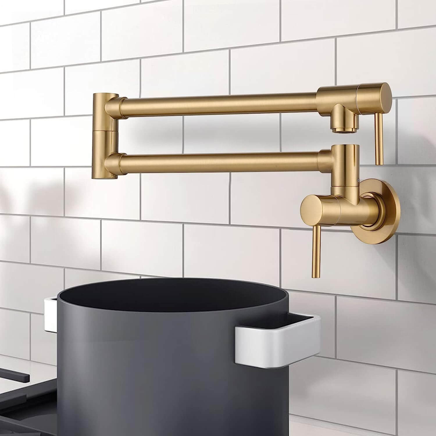 wowow brushed gold wall mounted stretchable folding pot filler faucet 5