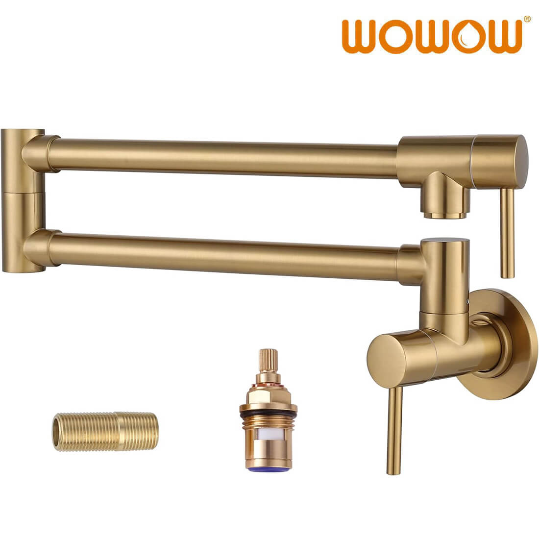 wowow brushed gold wall mounted stretchable folding pot filler faucet 7