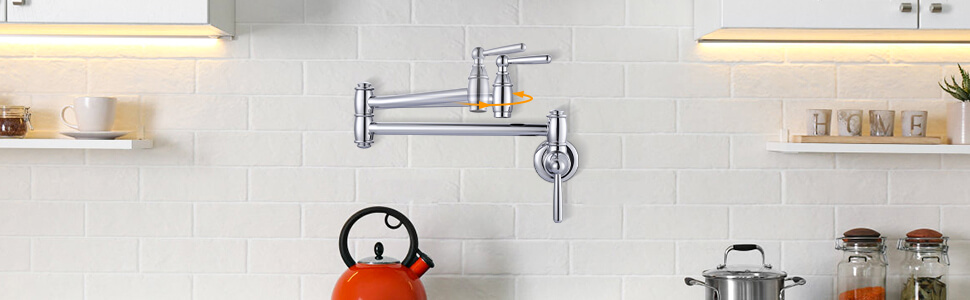 wowow chrome pot filler faucet wall mount kitchen folding faucet 10