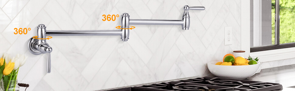 wowow chrome pot filler faucet wall mount kitchen folding faucet 8