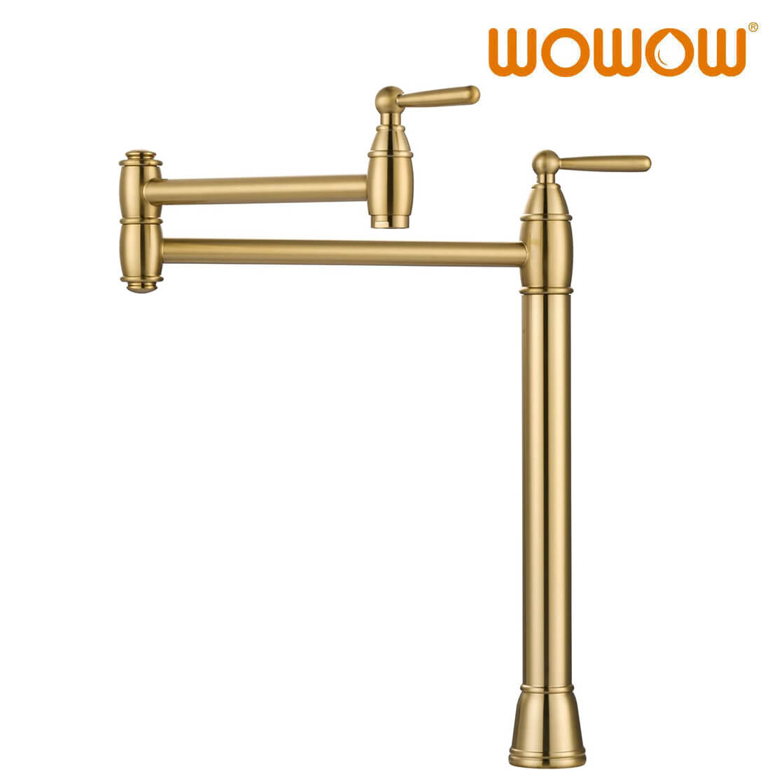 wowow deck mount brushed gold pot filler kitchen folding stove faucet 7