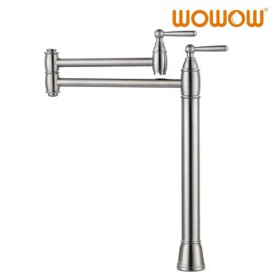 wowow deck mount brushed nickel pot filler kitchen folding faucet 2