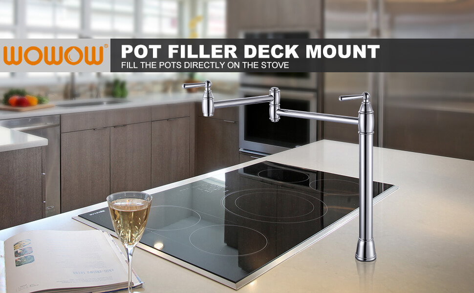 wowow deck mount chrome pot filler kitchen folding faucet 6