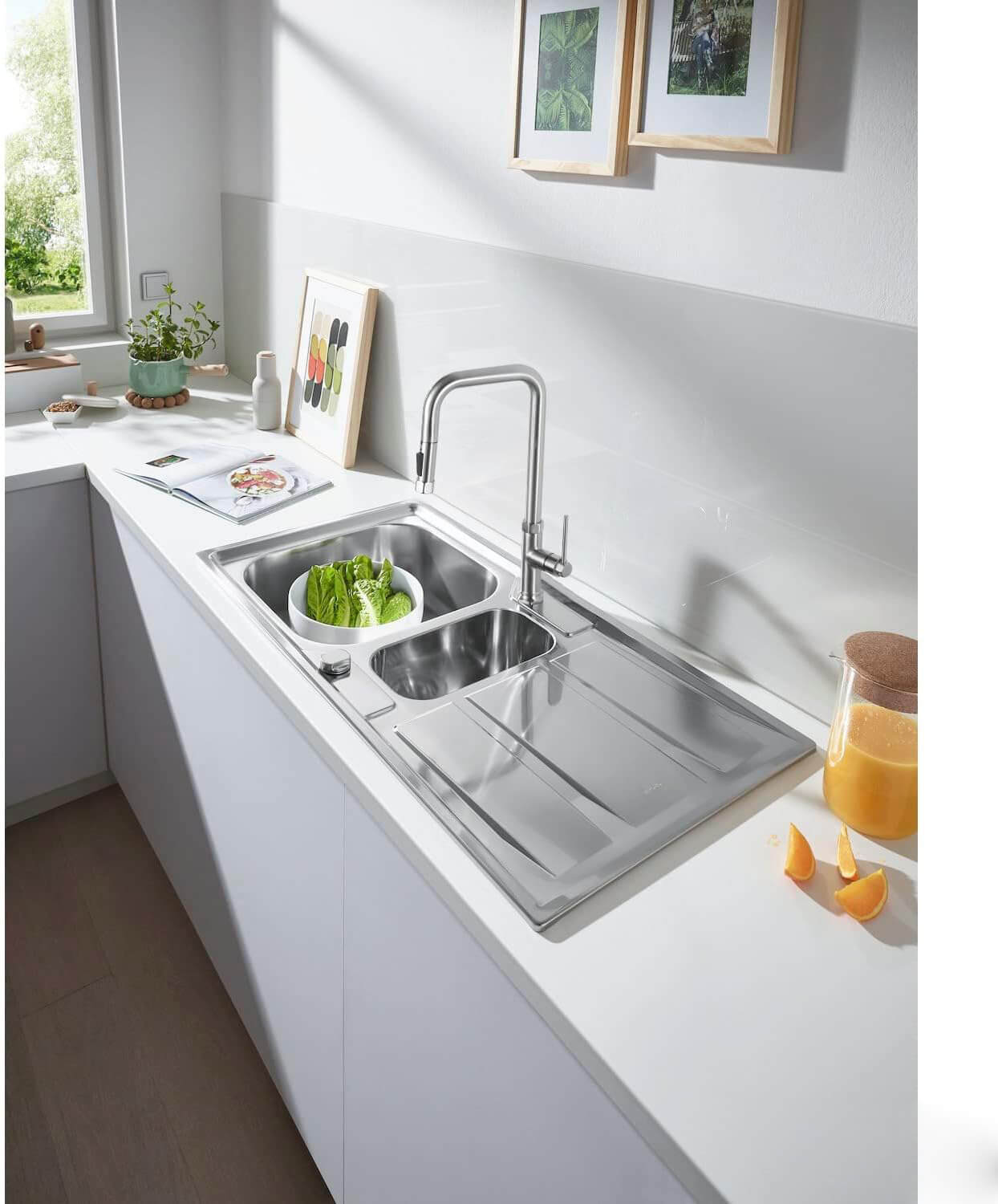 wowow dual function brushed nickel kitchen sink faucet 16
