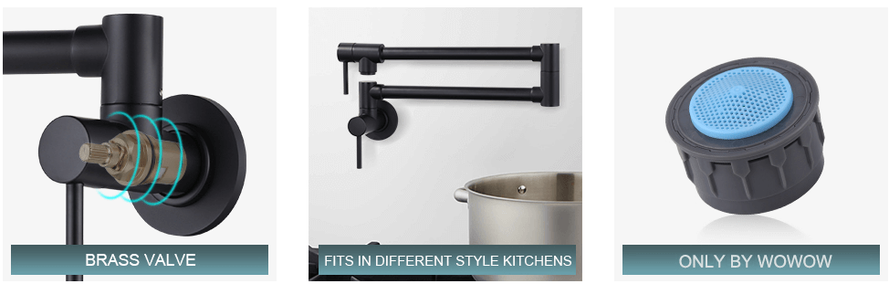 wowow matte black pot filler faucet 1