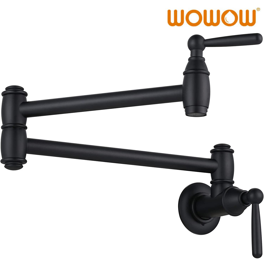 wowow matte black pot filler faucet wall mount kitchen folding faucet 2 handles 2