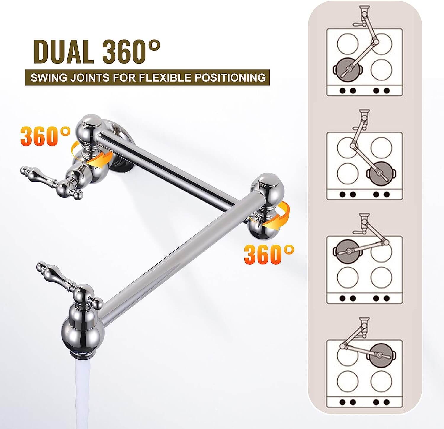 wowow polished nickel wall mount pot filler faucet over stove 3