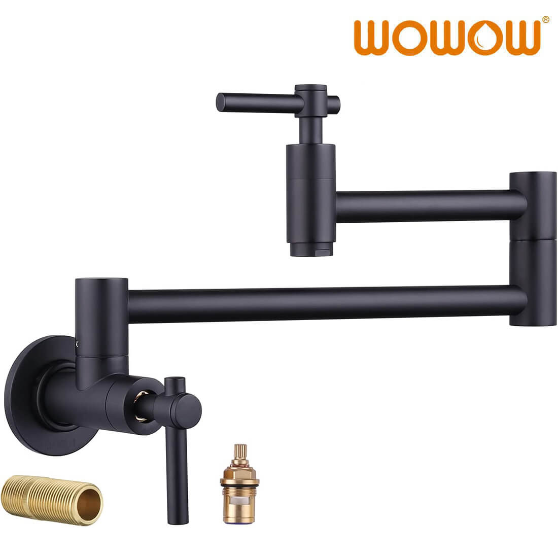 wowow wall mount black pot filler faucet above stove pasta arm
