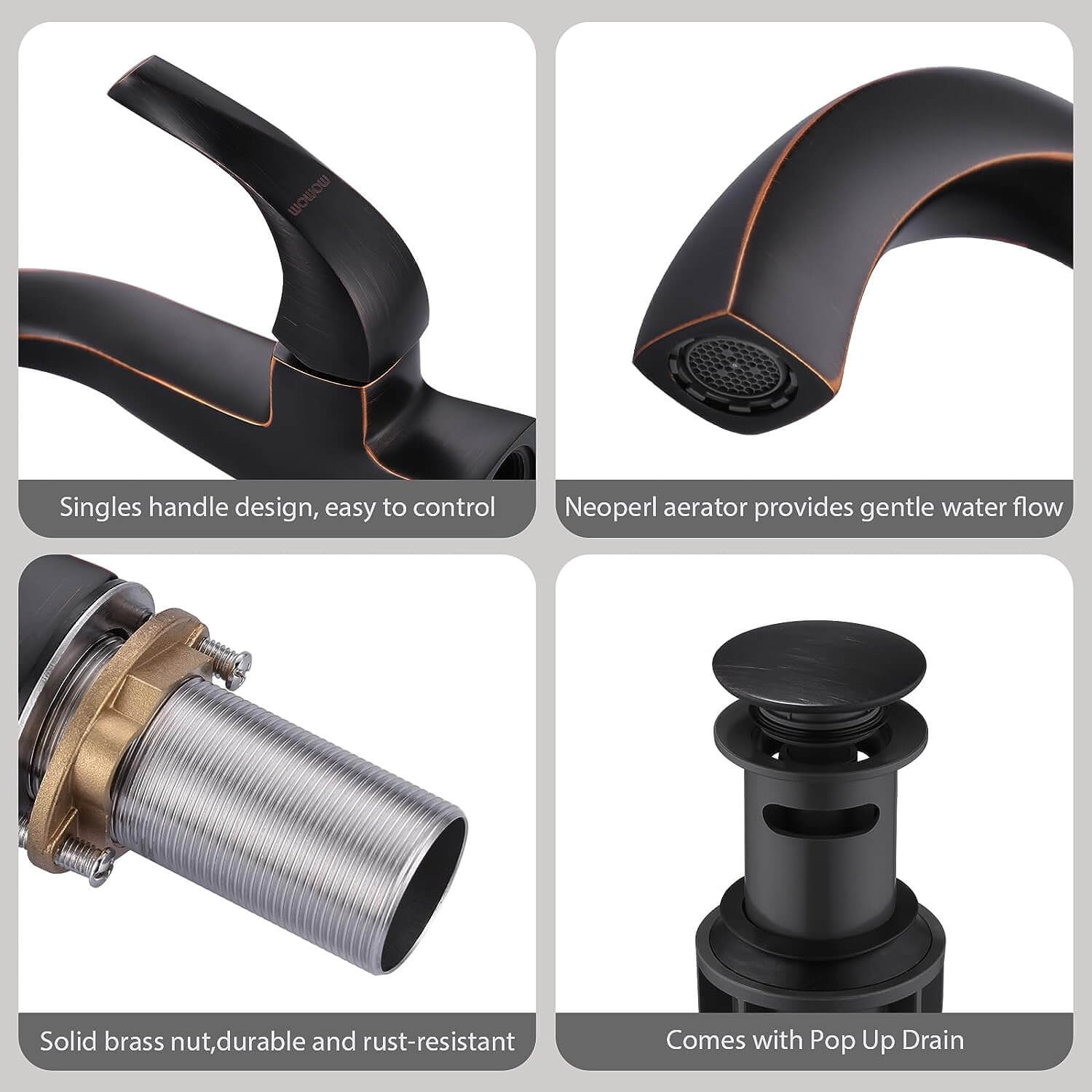 wowow single handle bathroom faucet oiled rubbed bronze
