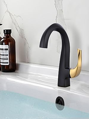 wowow single handle black and gold bathroom faucet 11