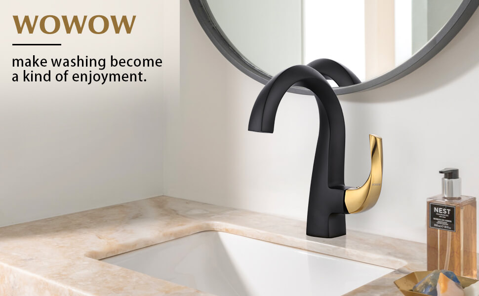 Black and Gold Bathroom Faucet