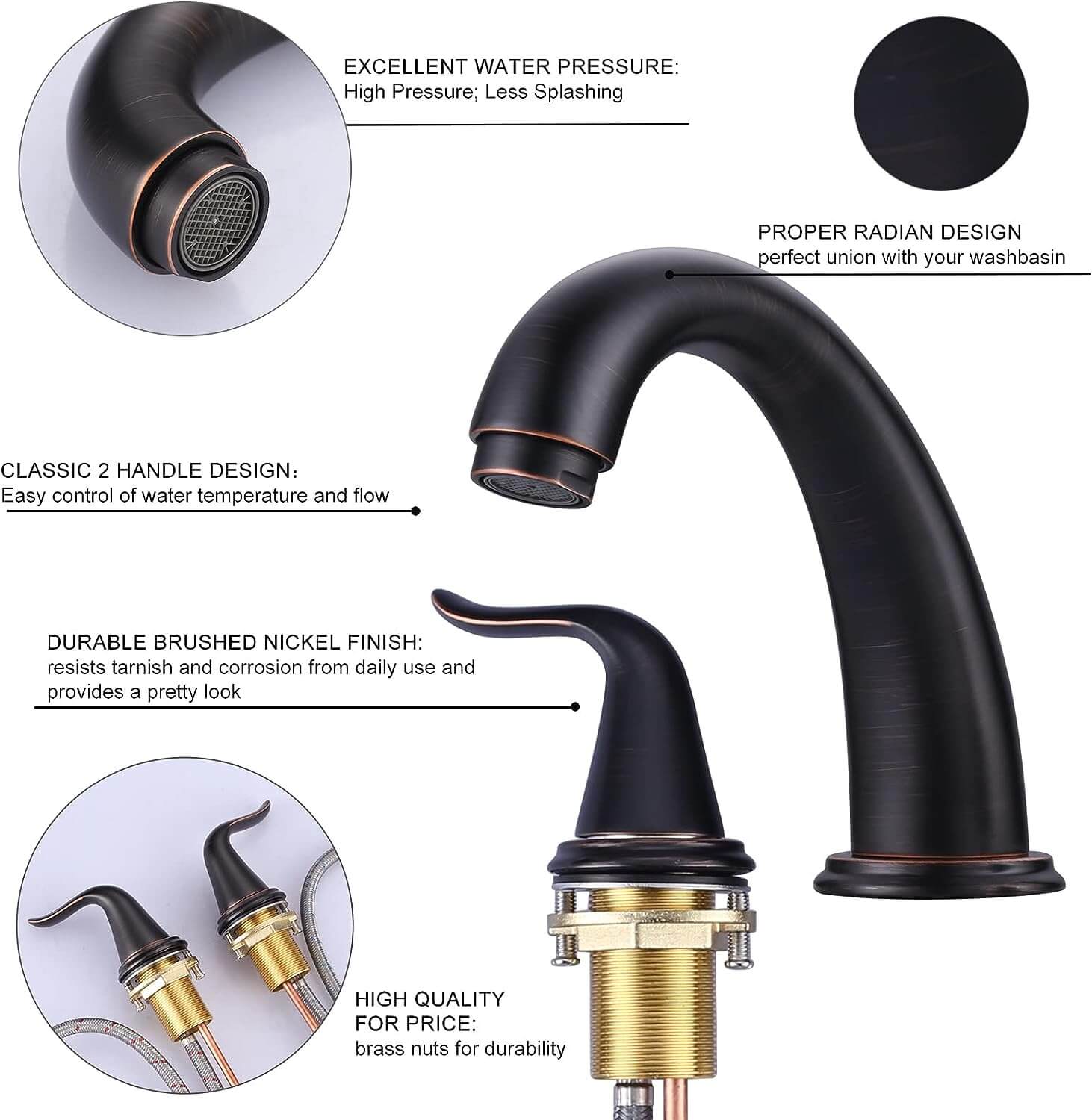 wowow 3 hole widespread oil rubbed bronze bathroom sink faucet 2
