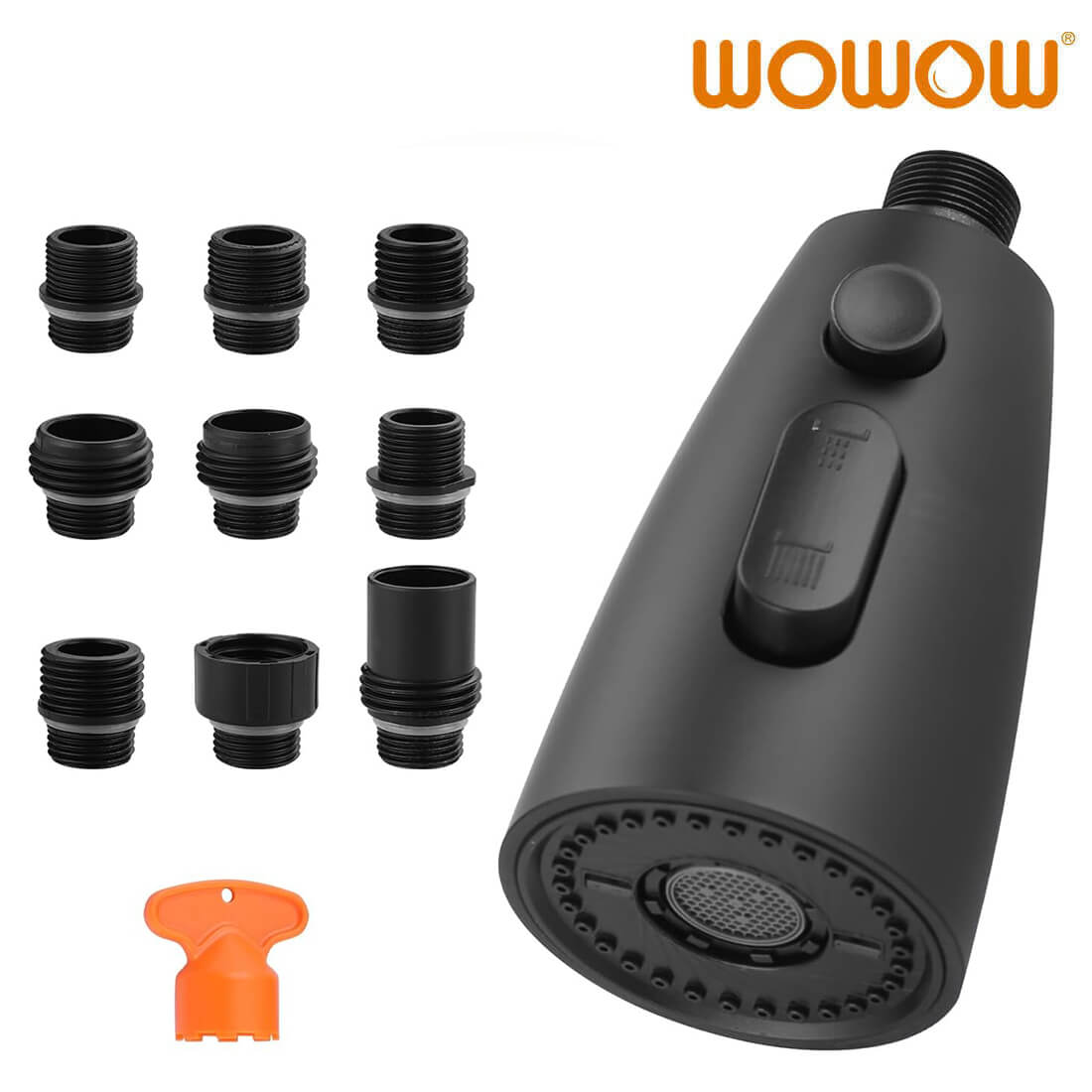 wowow matte black 3 function kitchen faucet head replacement 10